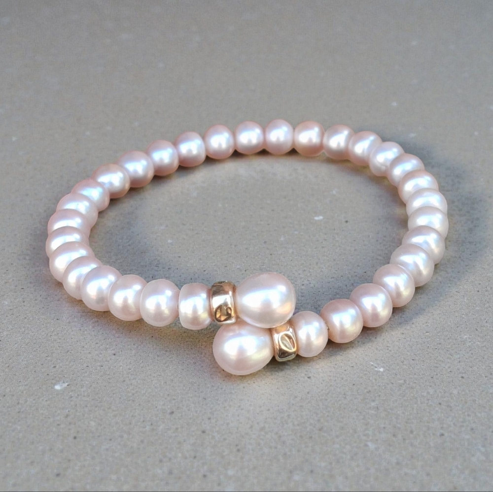 14k Pink Cultured Pearl Bracelet - Picture 2 of 8